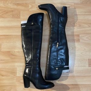 Leather knee boots